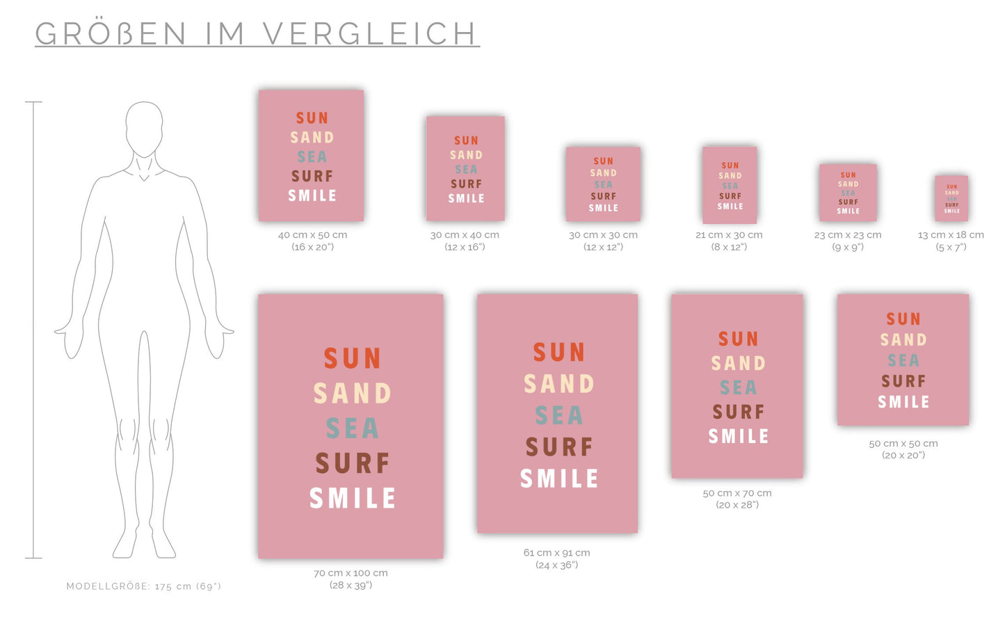 Poster Sun, Sand, Sea, Surf, Smile - Road Trip Collection