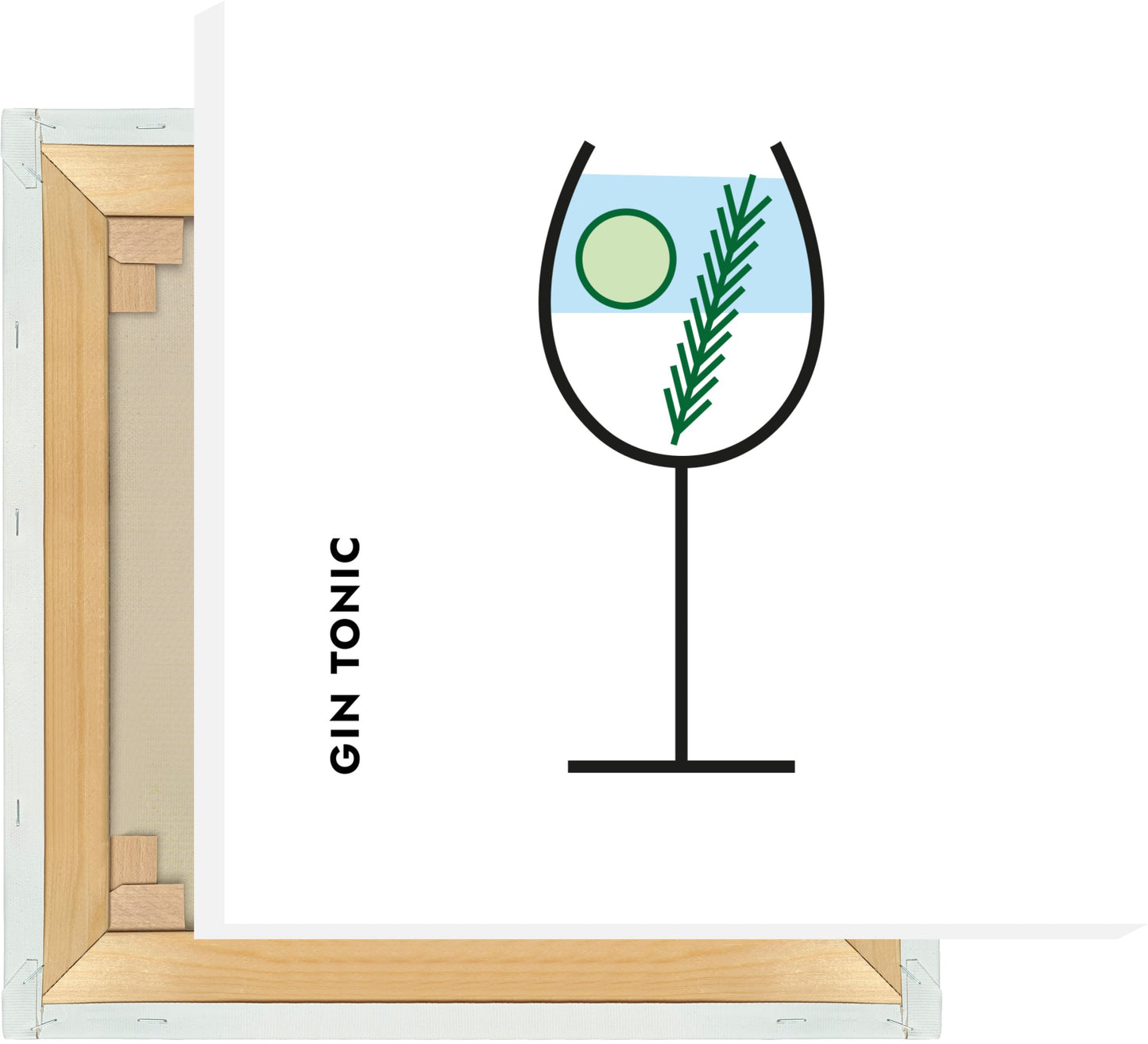 Leinwand Gin Tonic Gurke/Rosmarin im Glas (Bauhaus-Style)