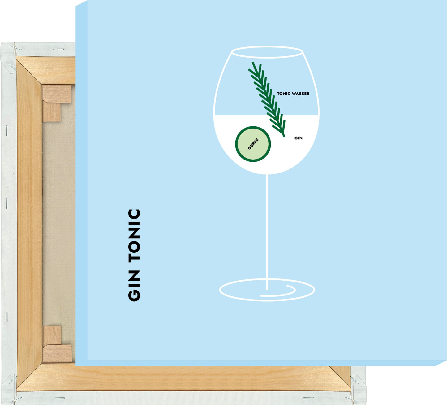 Leinwand Gin Tonic Gurke/Rosmarin im Glas