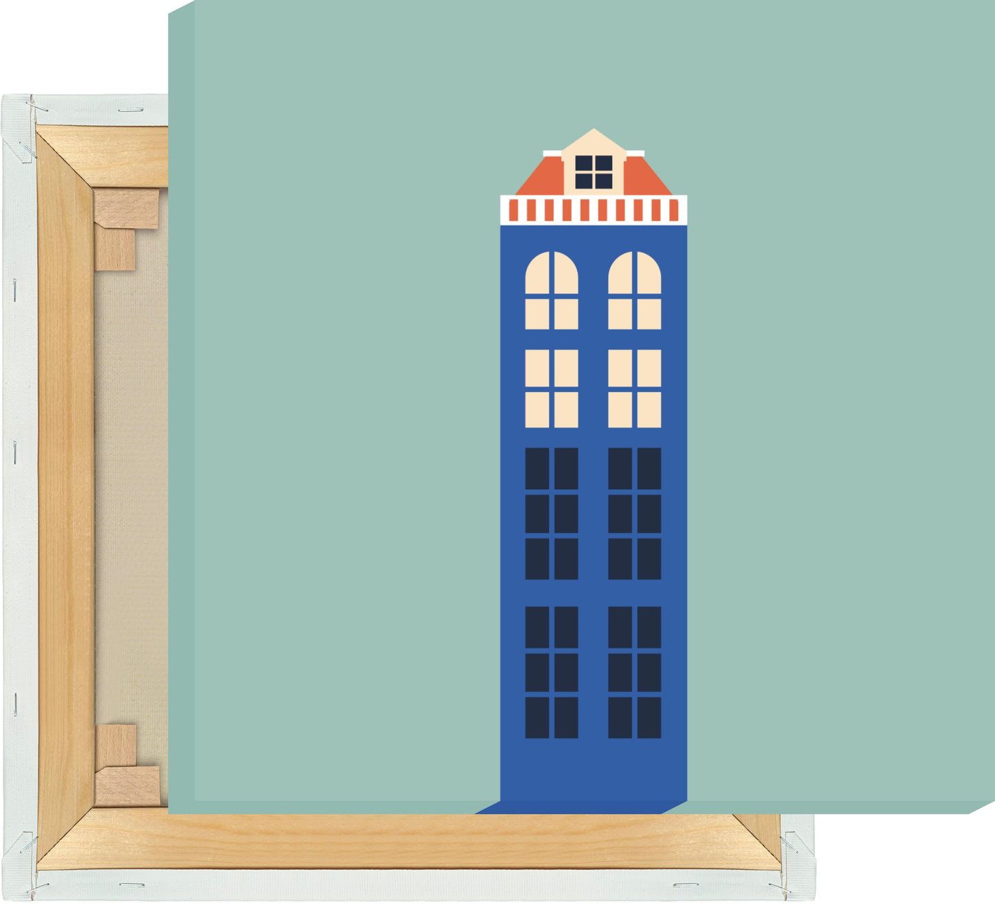 Leinwand Haus Blau/Mint - Dreamy Dutch Collection