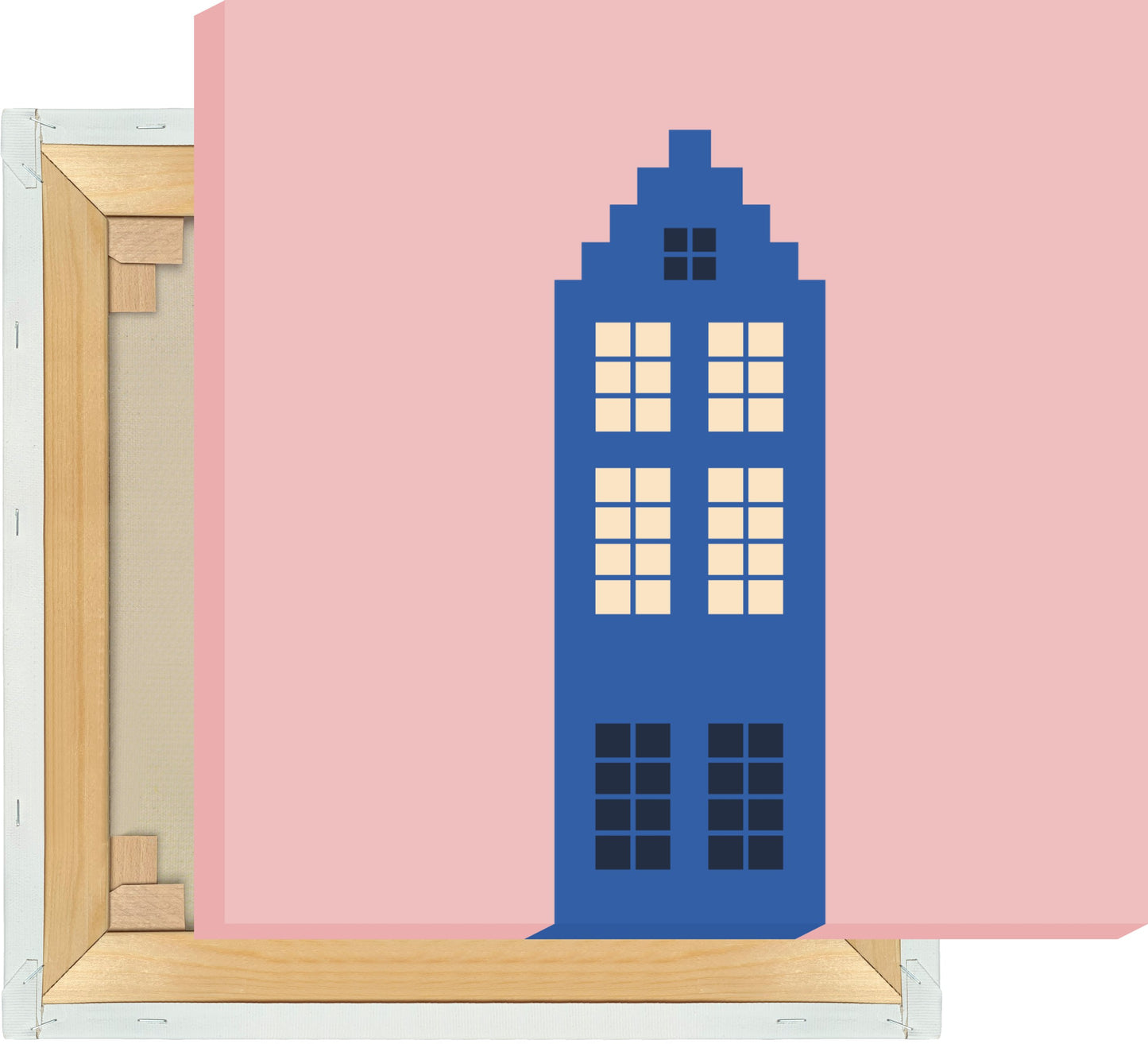 Leinwand Haus Blau/Rosa - Dreamy Dutch Collection