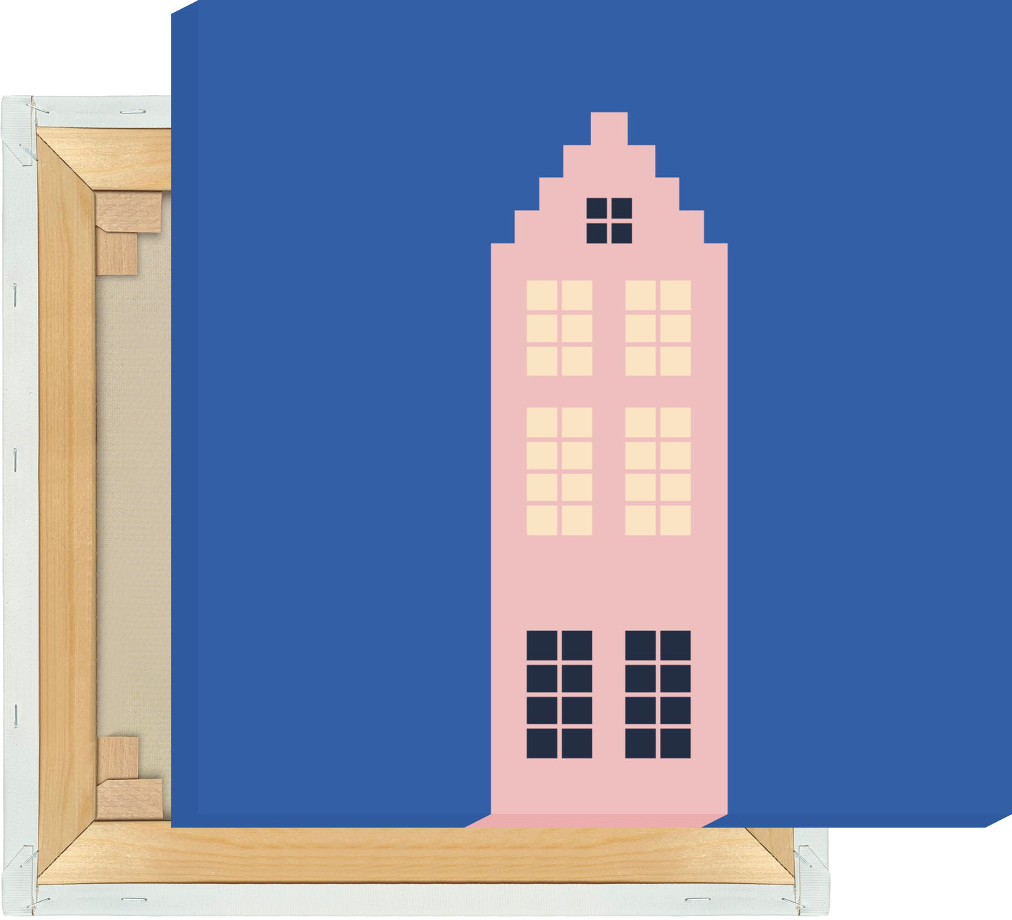 Leinwand Haus Rosa/Blau - Dreamy Dutch Collection