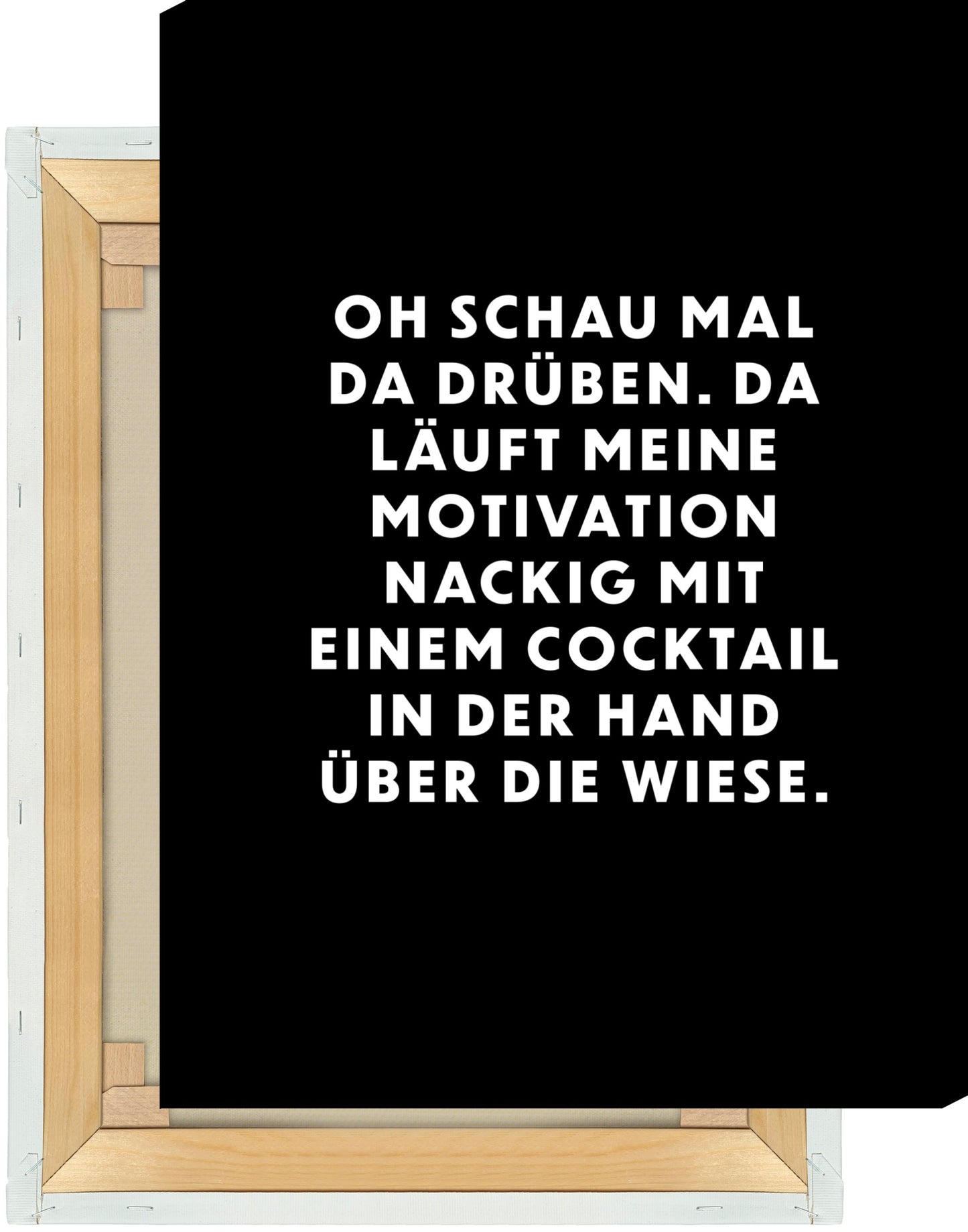 Leinwand Oh schau mal da drüben. Da läuft meine Motivation nackig mit einem Cocktail in der Hand über die Wiese.