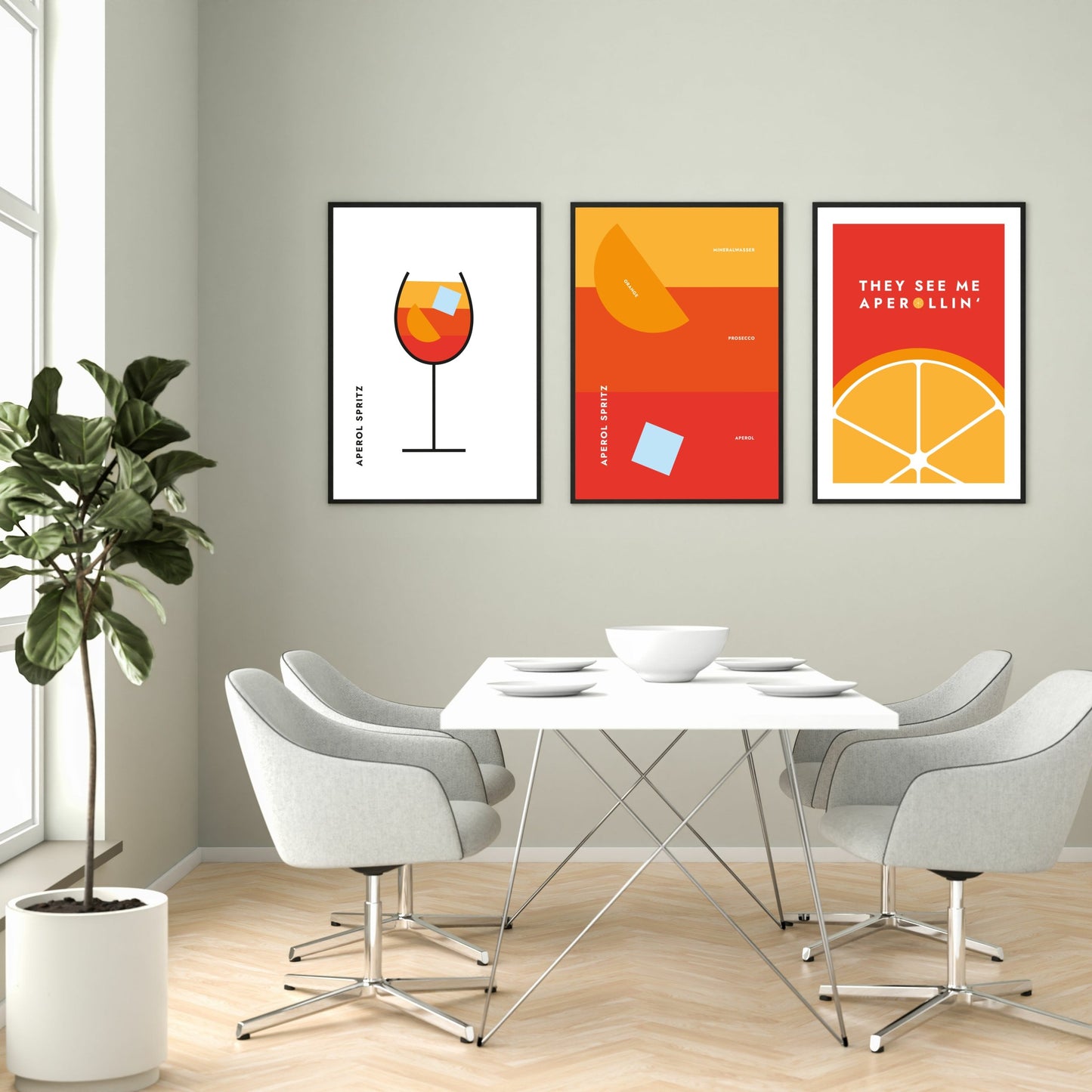 Poster Aperol Spritz im Glas (Bauhaus-Style)