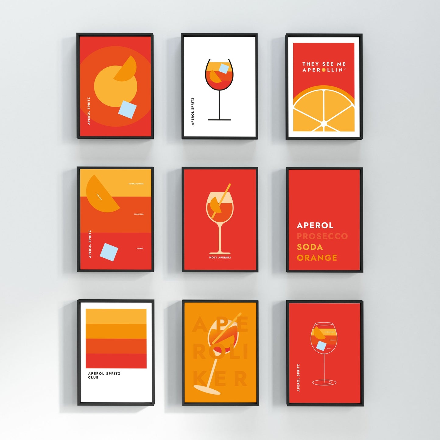 Poster Aperol Spritz im Glas (Bauhaus-Style)