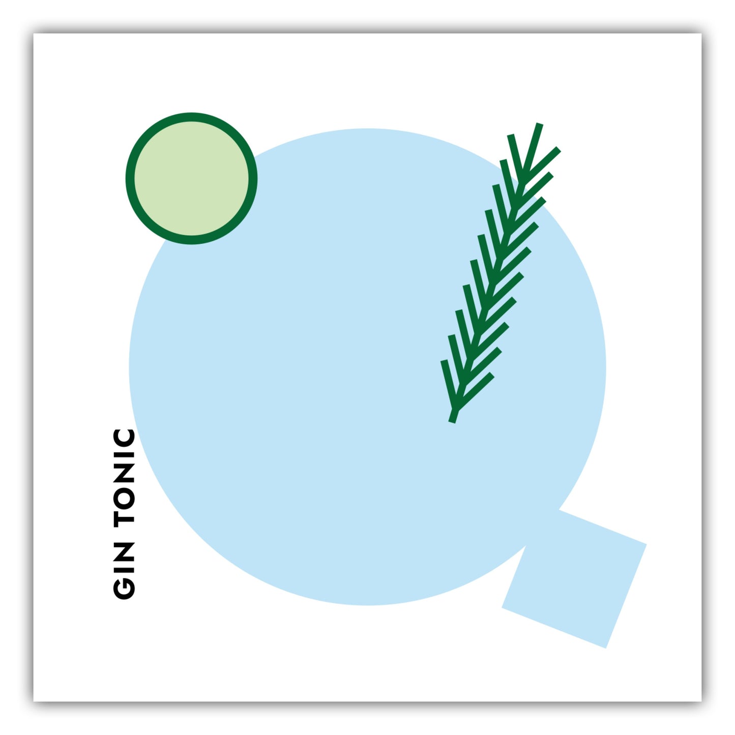 Poster Cocktail Gin Tonic Gurke/Rosmarin - Rund