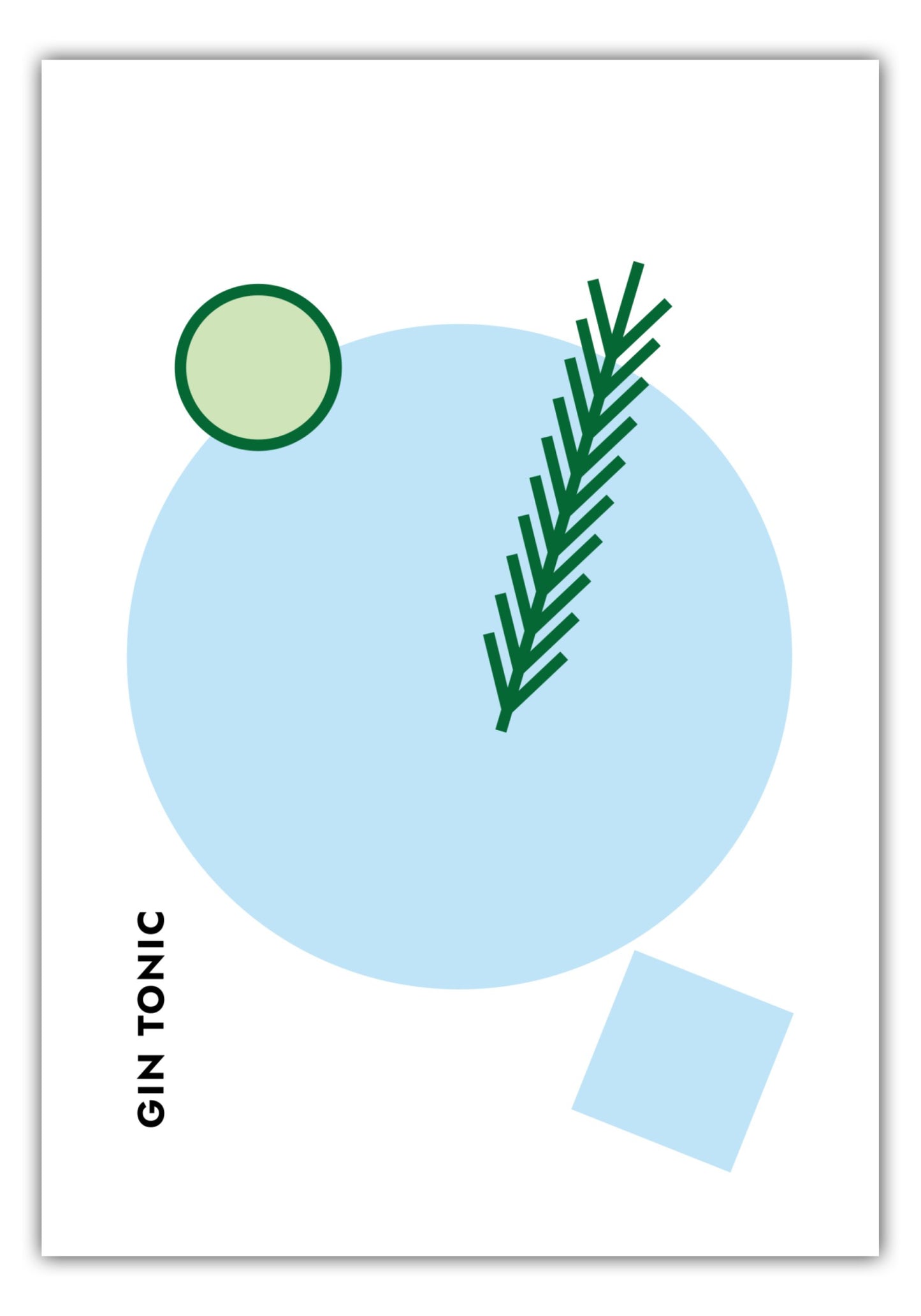 Poster Cocktail Gin Tonic Gurke/Rosmarin - Rund