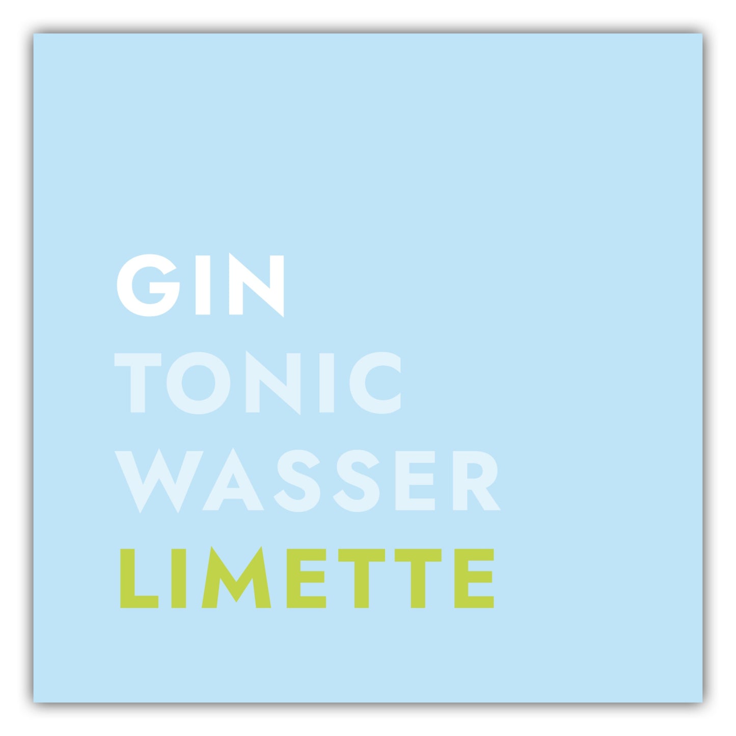 Poster Cocktail Gin Tonic Limette - Text