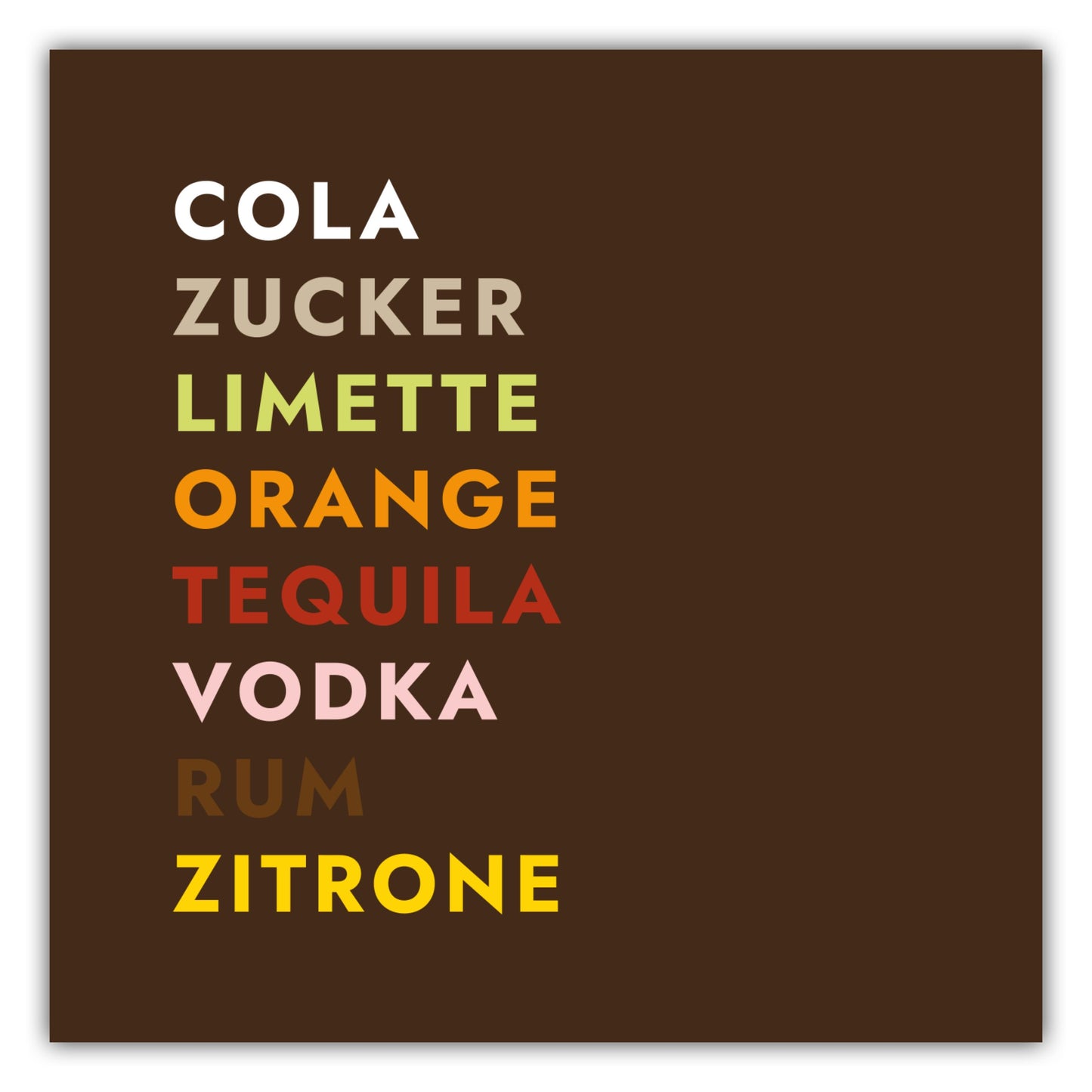 Poster Cocktail Long Island Ice Tea - Text