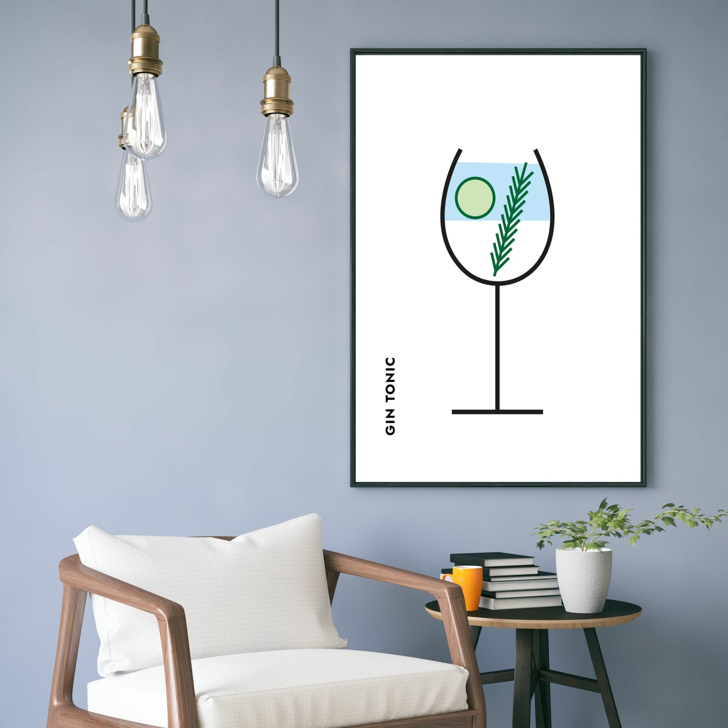 Poster Gin Tonic Gurke/Rosmarin im Glas (Bauhaus-Style)