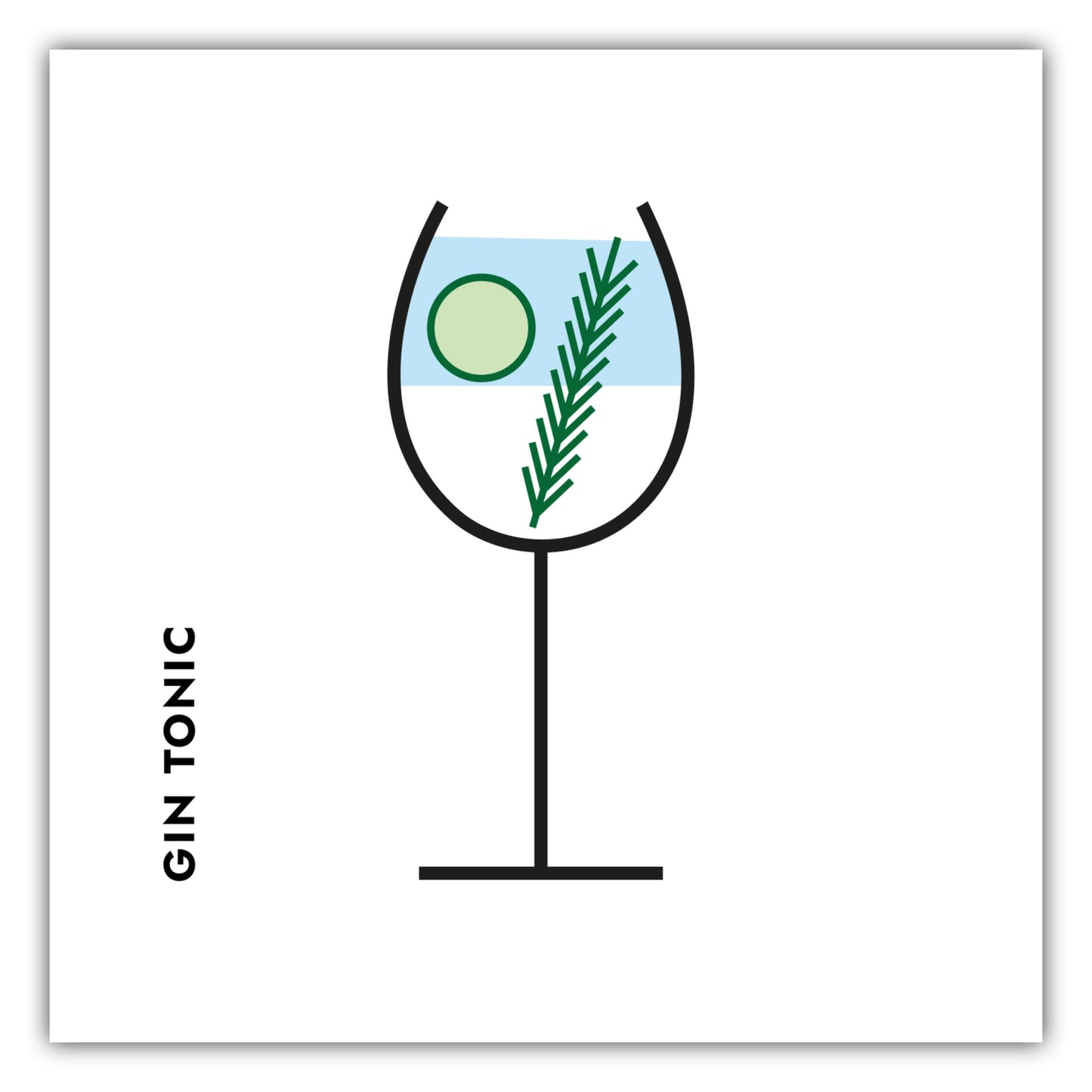 Poster Gin Tonic Gurke/Rosmarin im Glas (Bauhaus-Style)