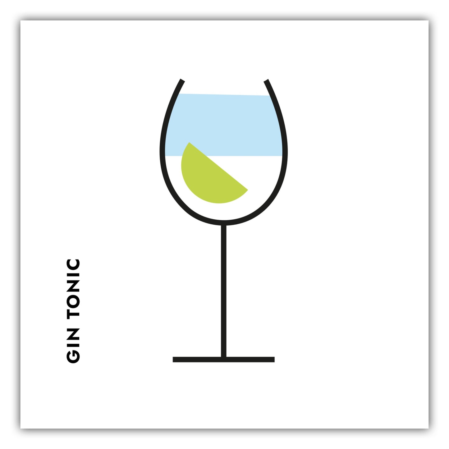 Poster Gin Tonic Limette im Glas (Bauhaus-Style)
