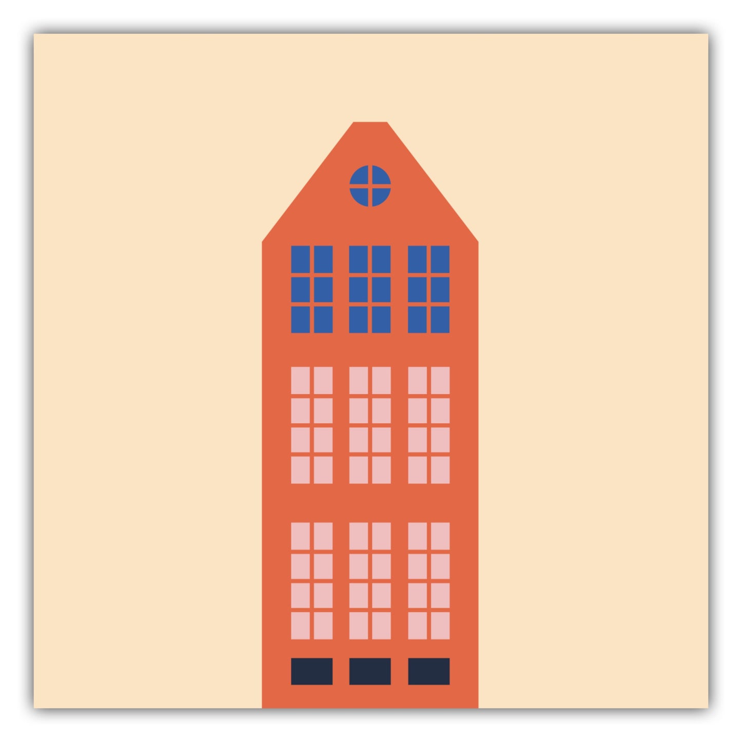 Poster Haus Rot/Sand - Dreamy Dutch Collection
