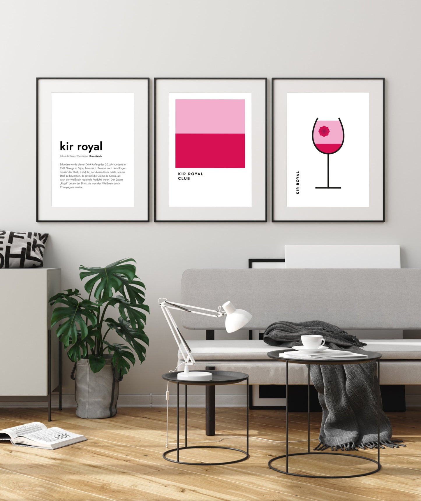 Poster Kir Royal im Glas (Bauhaus-Style)