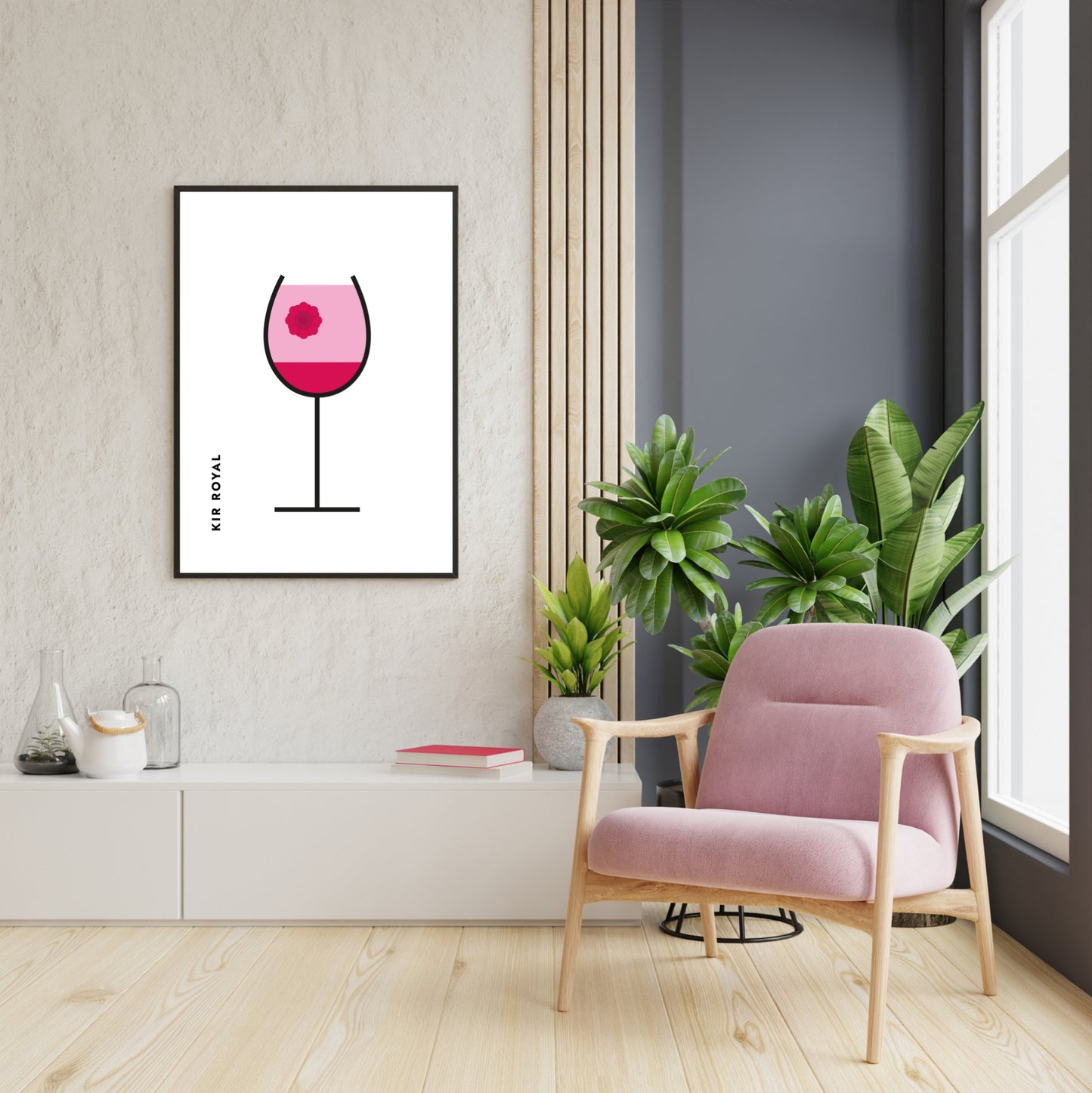 Poster Kir Royal im Glas (Bauhaus-Style)