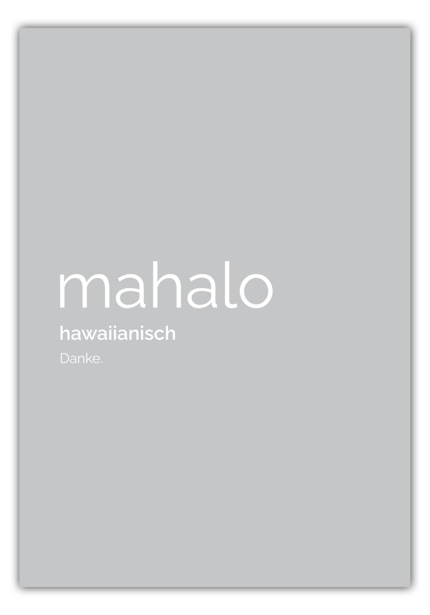 Poster Mahalo (Hawaiianisch: Danke)