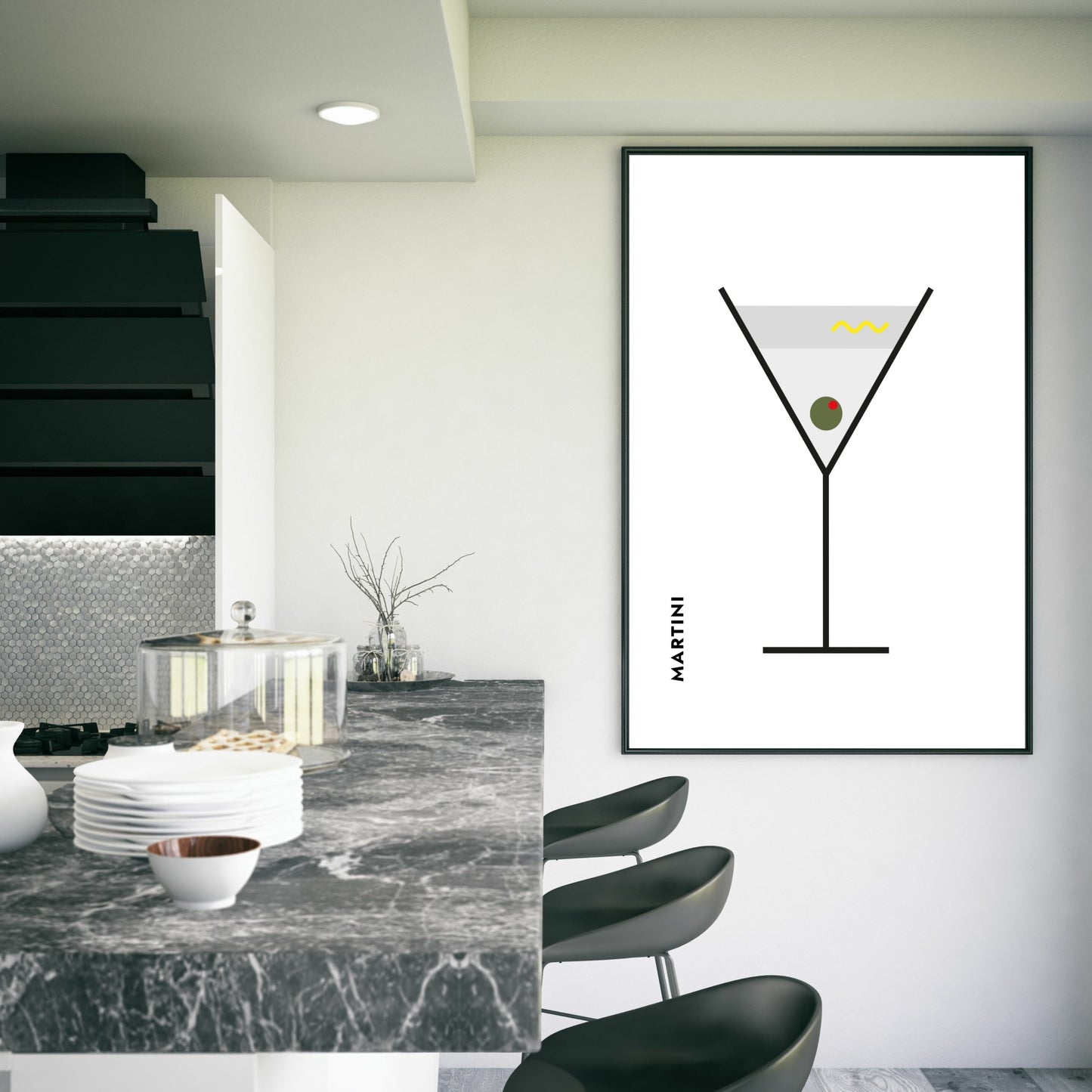 Poster Martini im Glas (Bauhaus-Style)