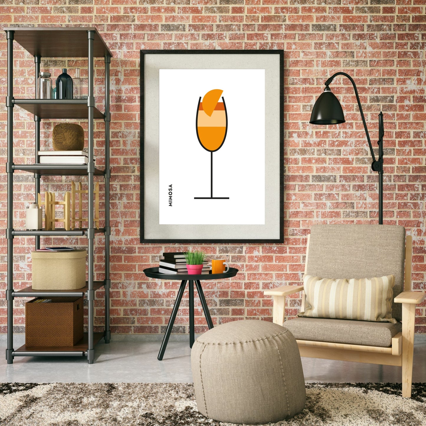 Poster Mimosa im Glas (Bauhaus-Style)