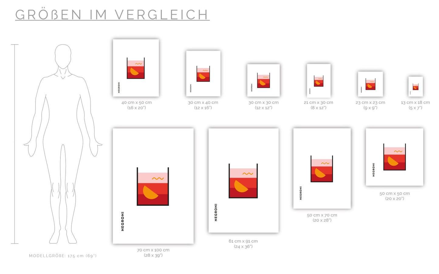 Poster Negroni im Glas (Bauhaus-Style)