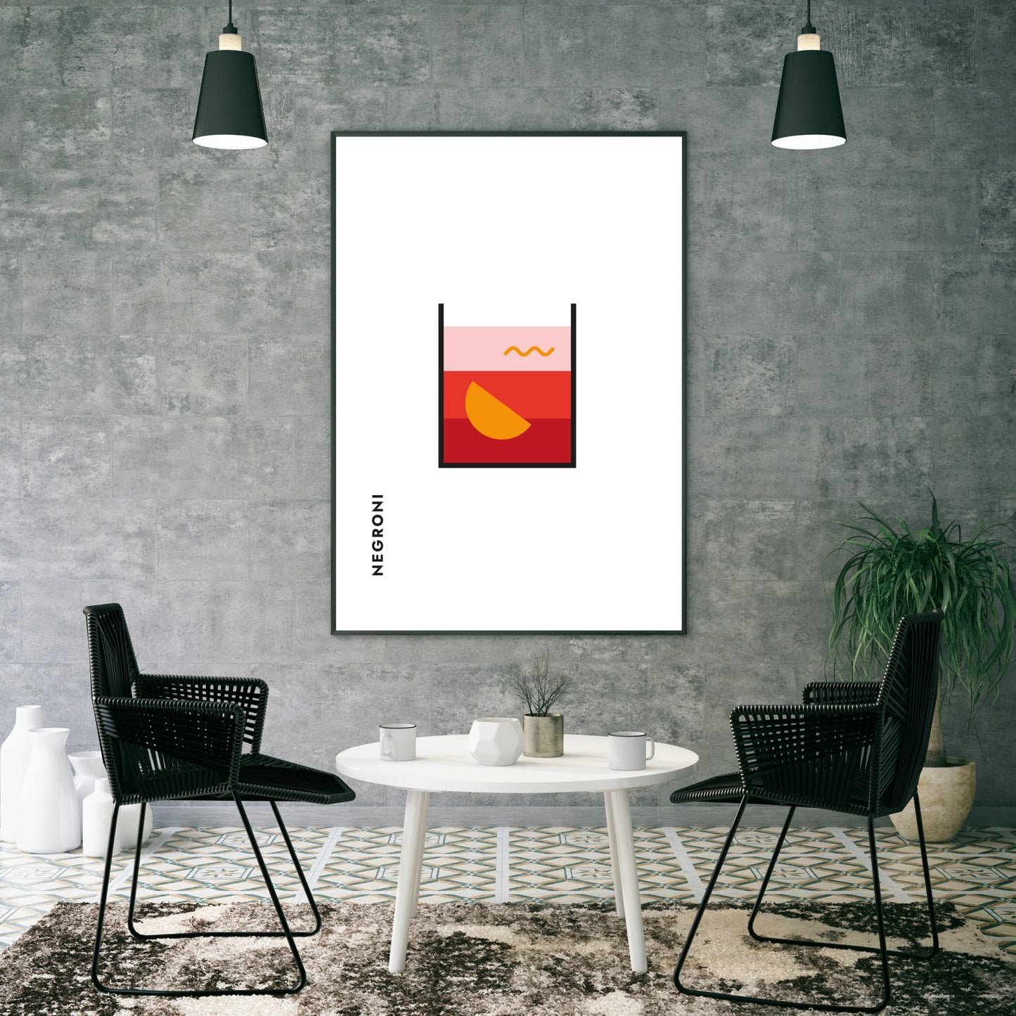 Poster Negroni im Glas (Bauhaus-Style)