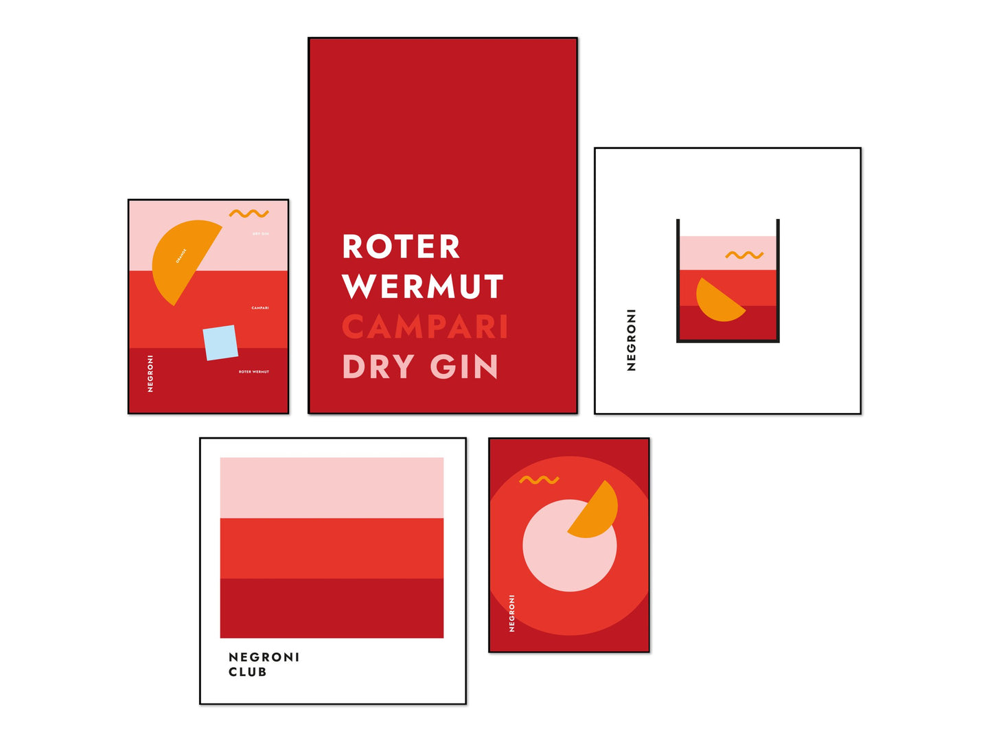 Poster Negroni im Glas (Bauhaus-Style)