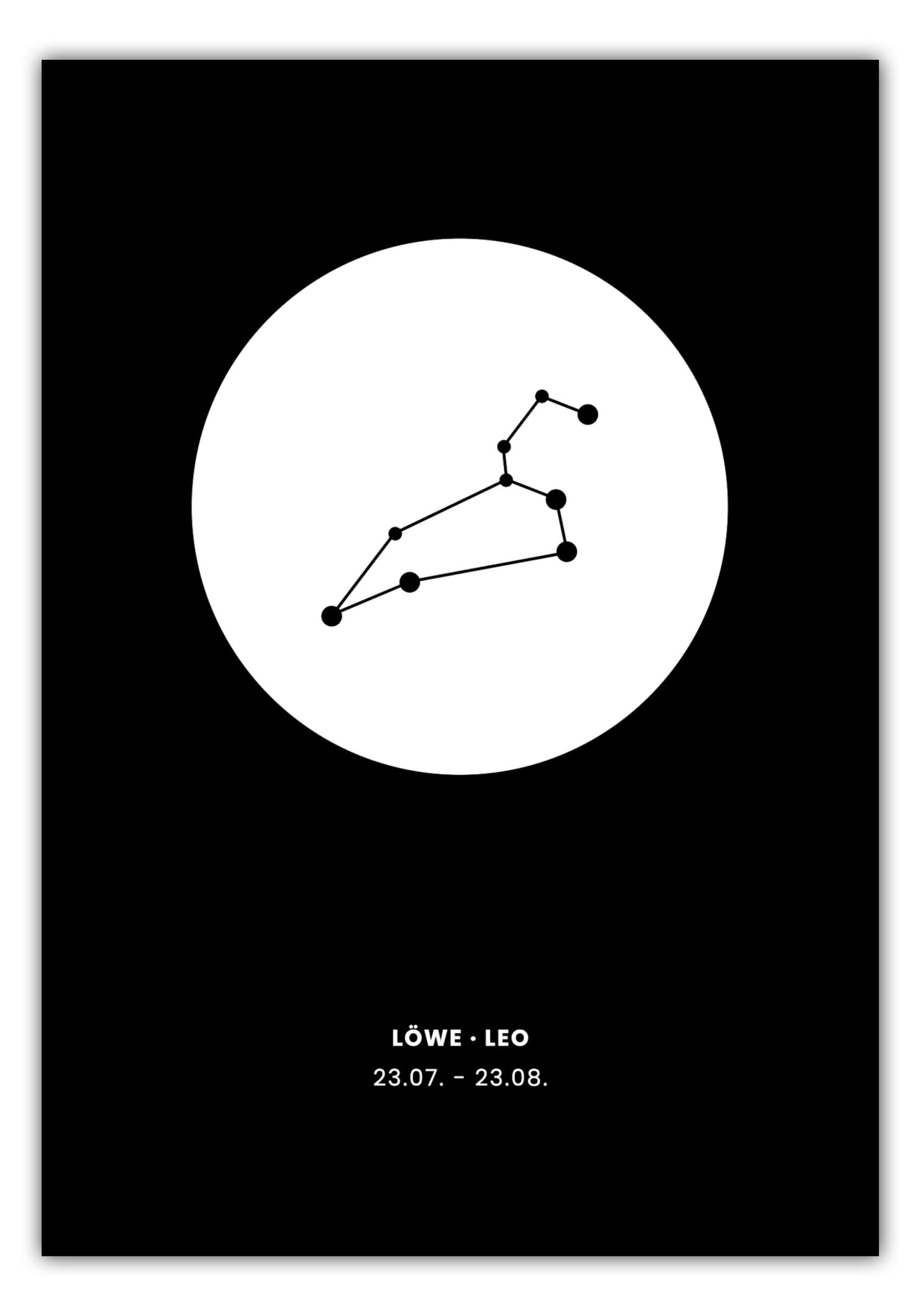 Poster Sternzeichen Löwe - Konstellation Rund