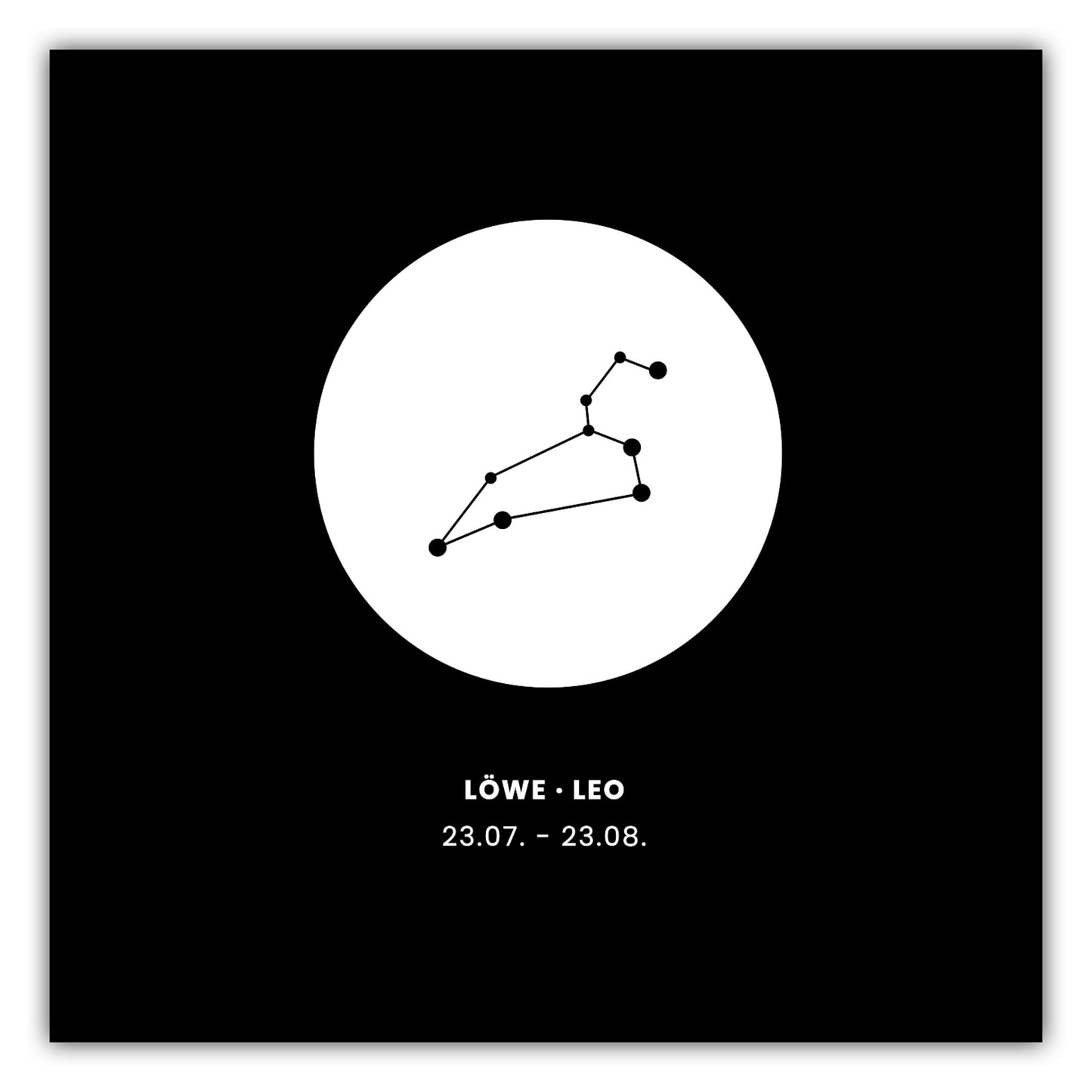 Poster Sternzeichen Löwe - Konstellation Rund