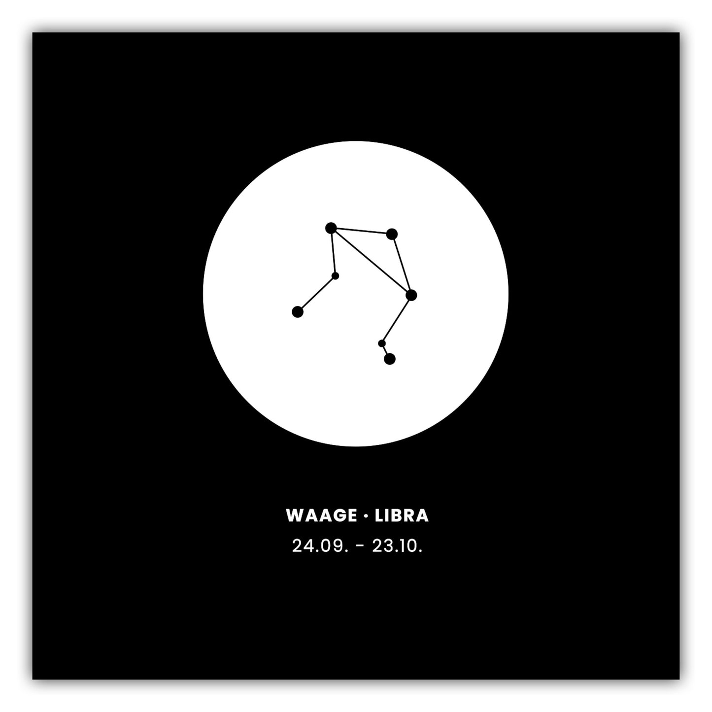 Poster Sternzeichen Waage - Konstellation Rund