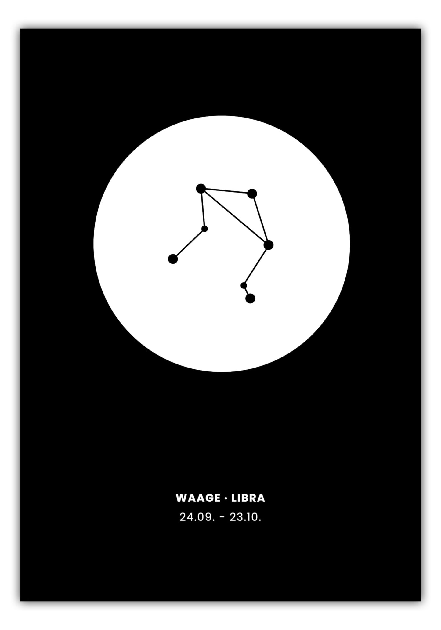Poster Sternzeichen Waage - Konstellation Rund