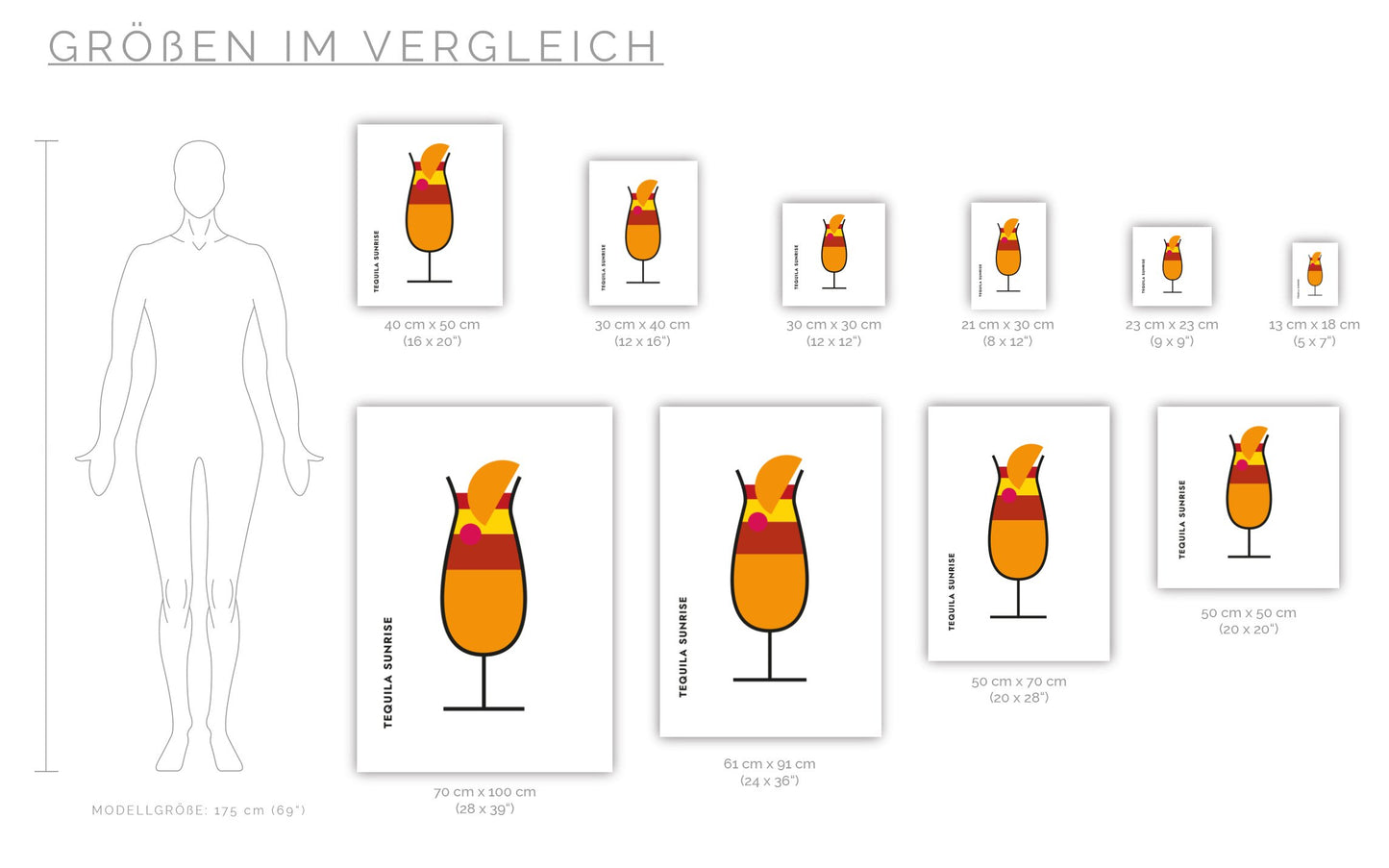 Poster Tequila Sunrise im Glas (Bauhaus-Style)