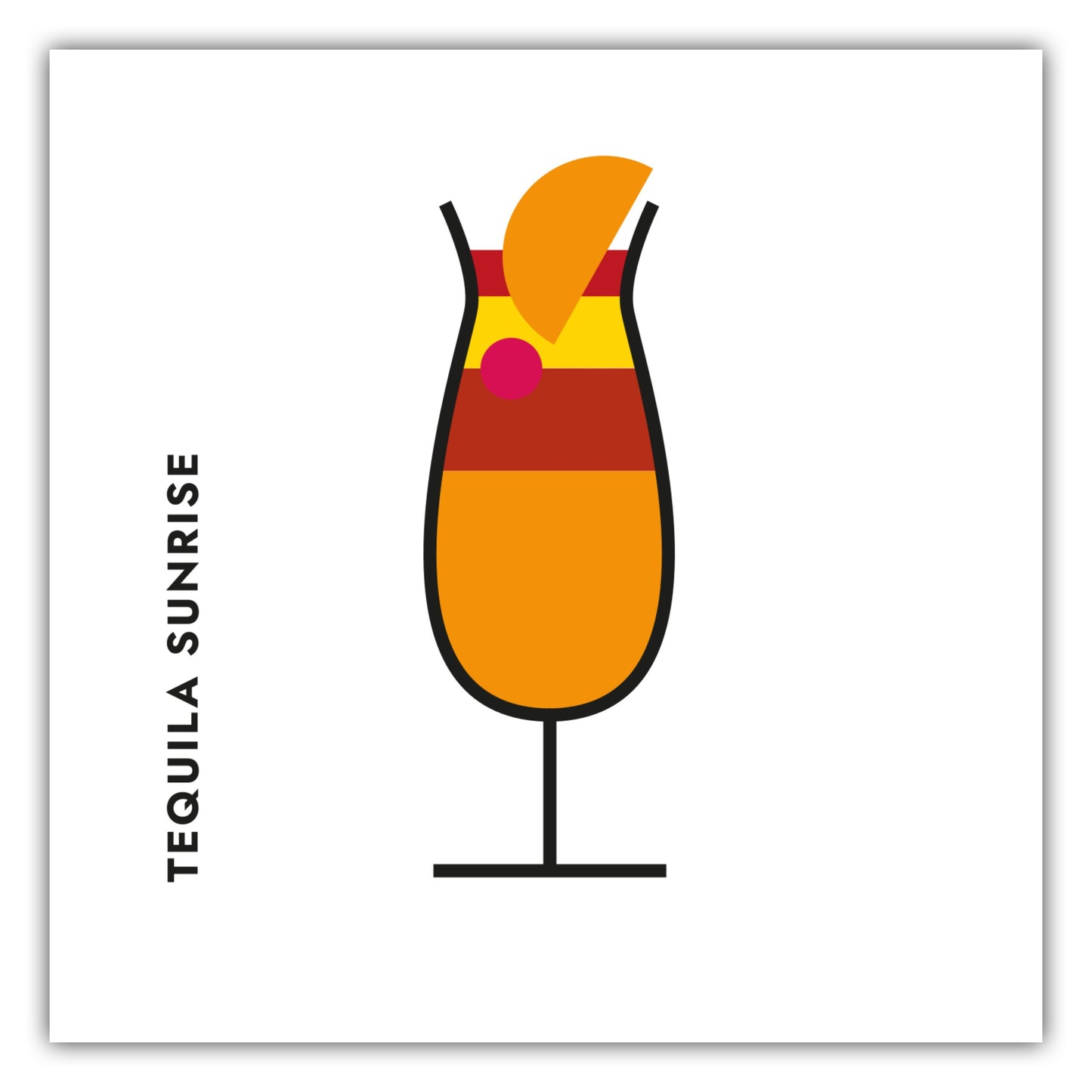 Poster Tequila Sunrise im Glas (Bauhaus-Style)