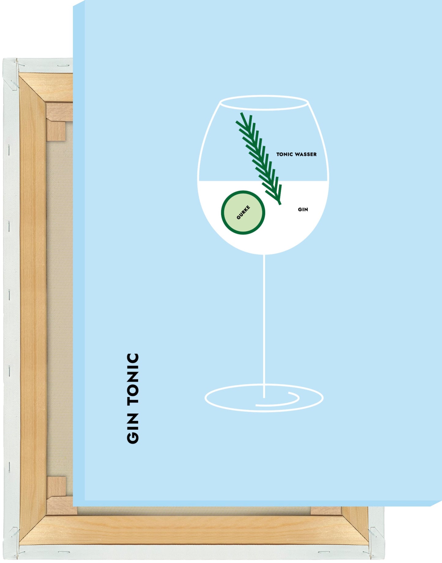 Leinwand Gin Tonic Gurke/Rosmarin im Glas