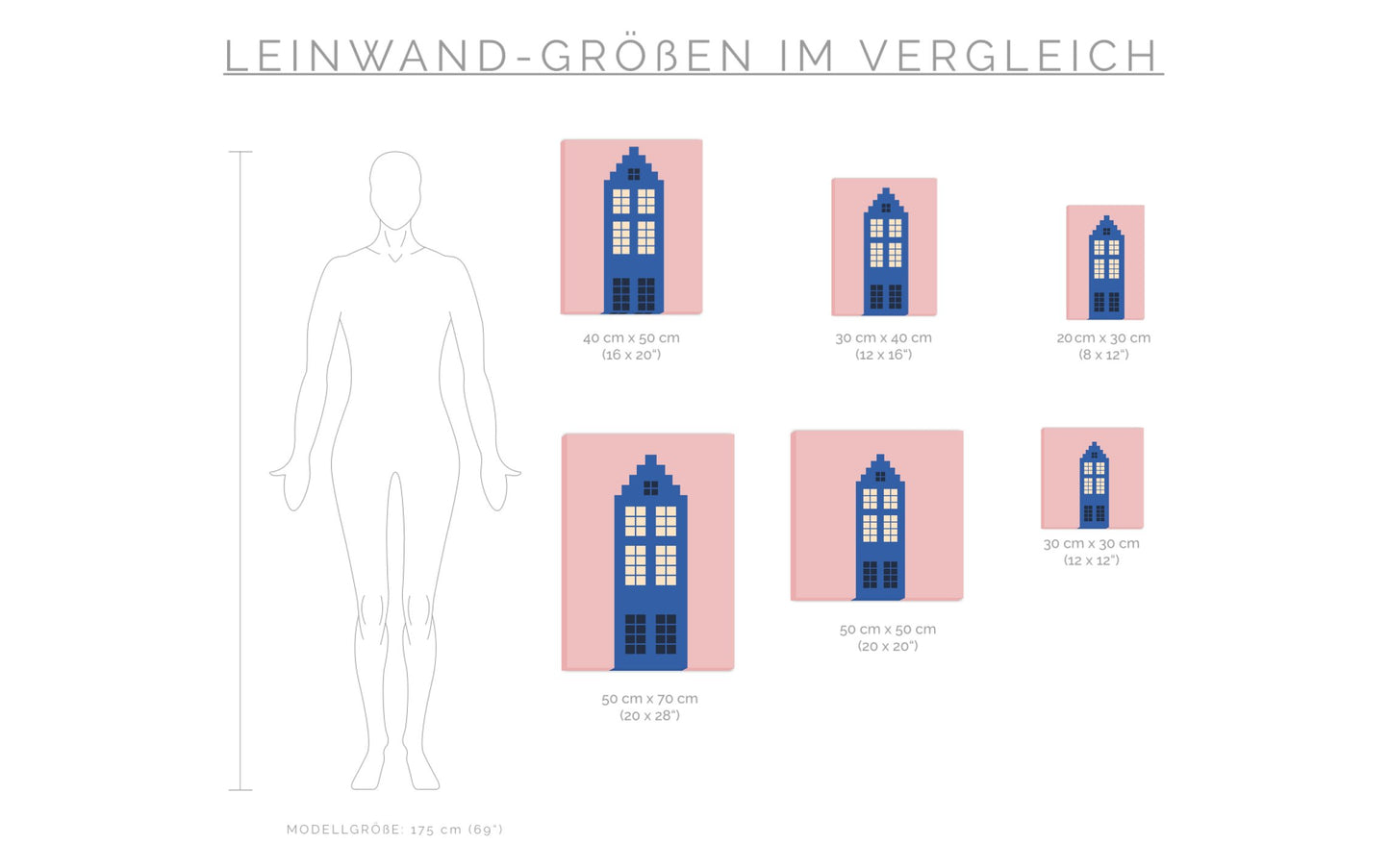 Leinwand Haus Blau/Rosa - Dreamy Dutch Collection