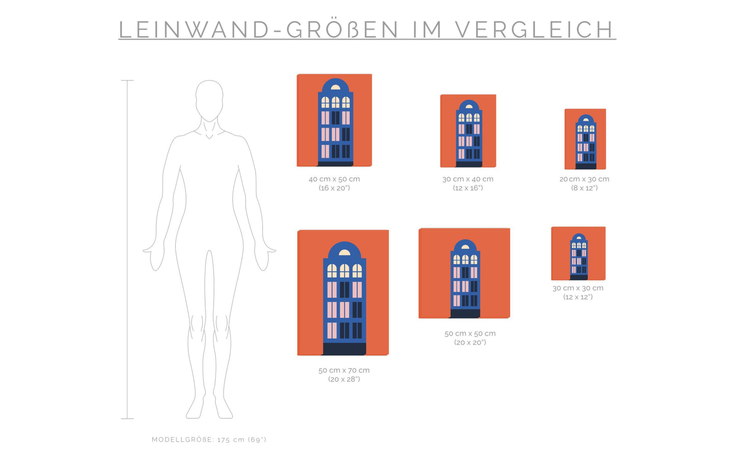 Leinwand Haus Blau/Rot - Dreamy Dutch Collection