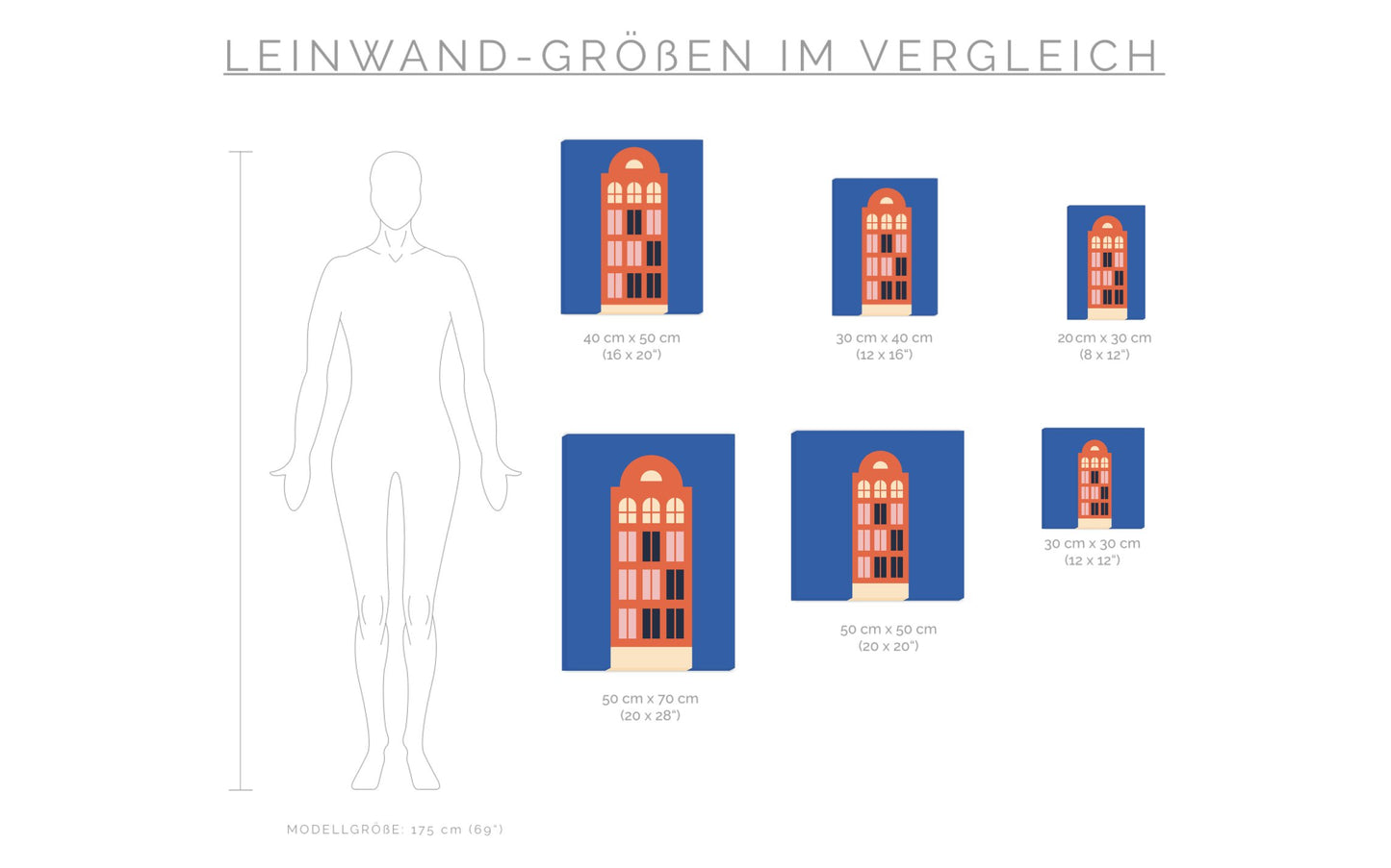 Leinwand Haus Rot/Blau - Dreamy Dutch Collection
