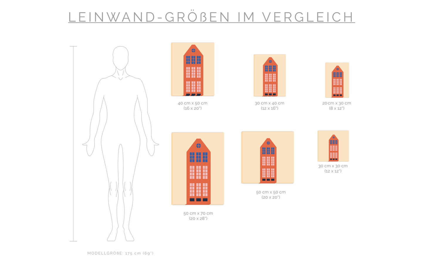 Leinwand Haus Rot/Sand - Dreamy Dutch Collection