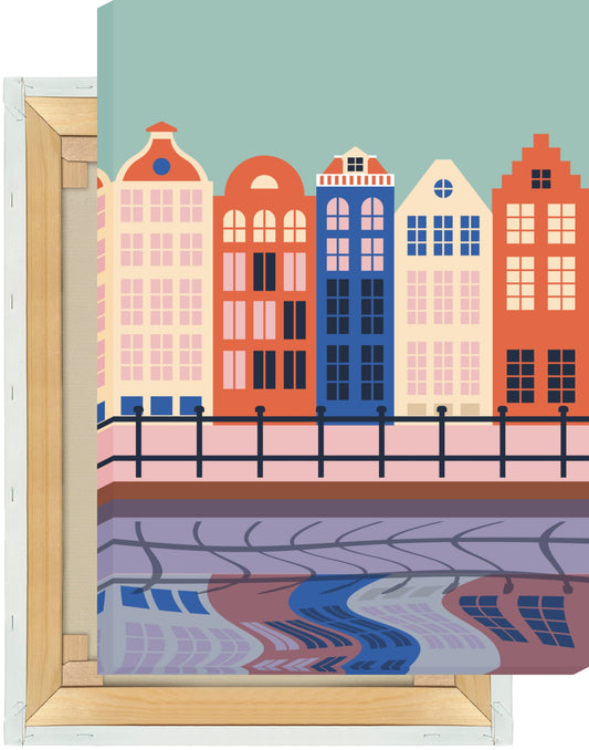 Leinwand Straße mit Spiegelung im Wasser - Dreamy Dutch Collection