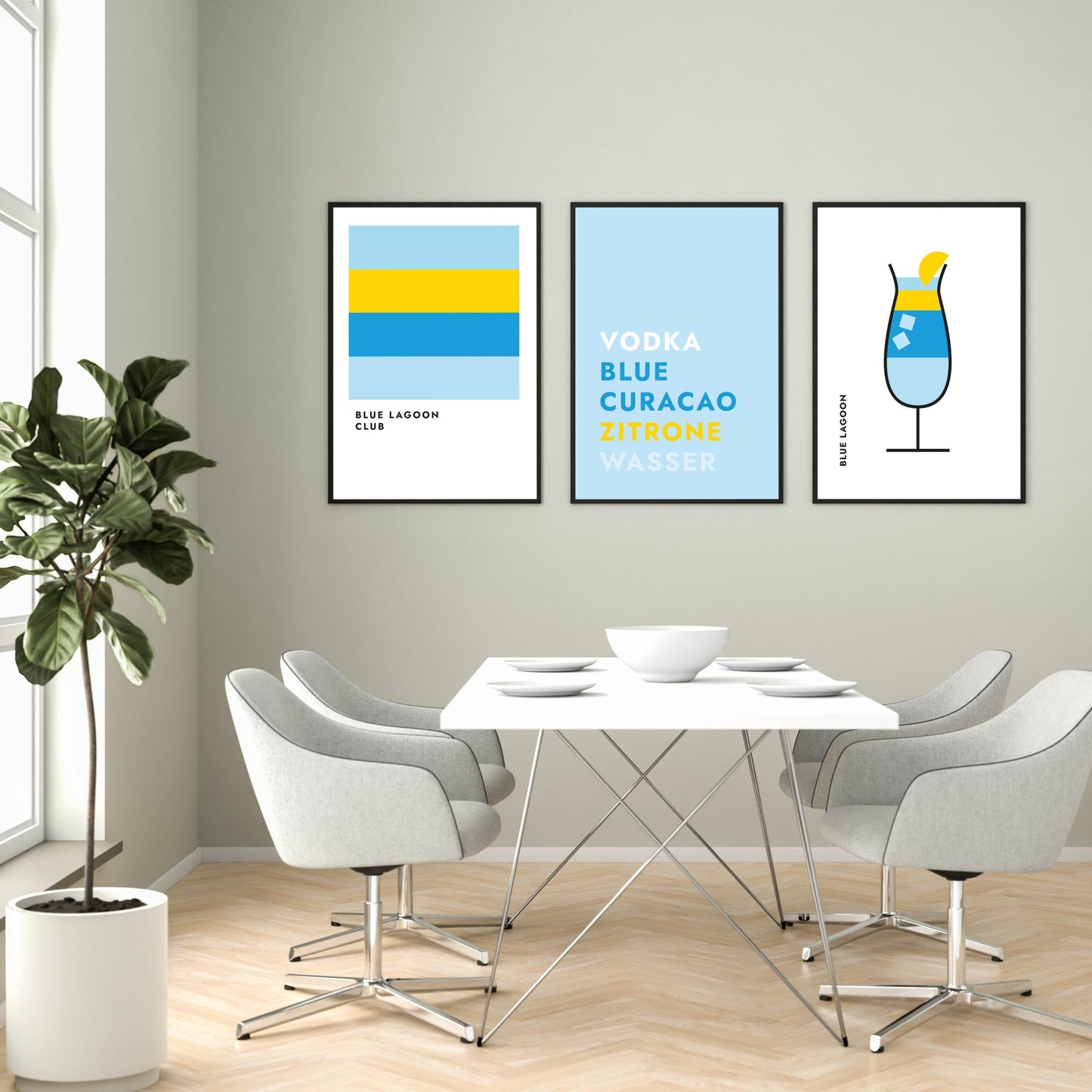 Poster Blue Lagoon im Glas (Bauhaus-Style)