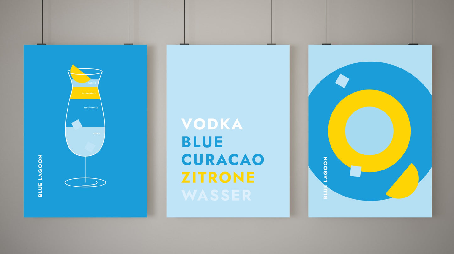 Poster Cocktail Blue Lagoon - Rund