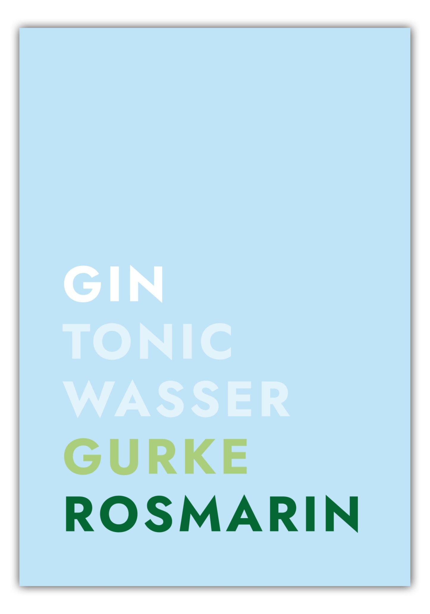 Poster Cocktail Gin Tonic Gurke/Rosmarin - Text