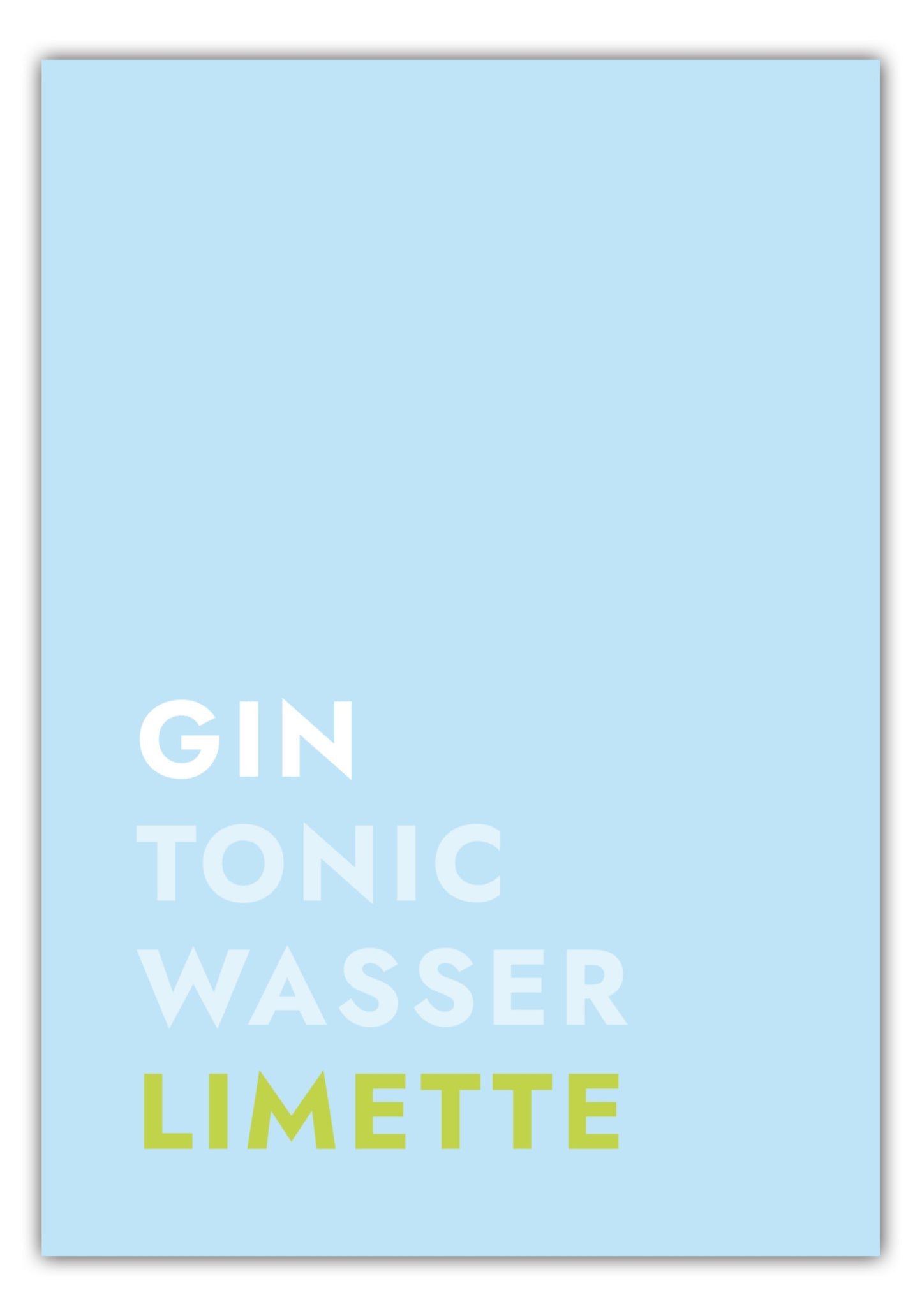 Poster Cocktail Gin Tonic Limette - Text