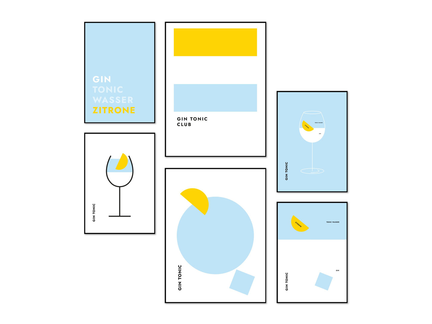 Poster Cocktail Gin Tonic Zitrone - Rund