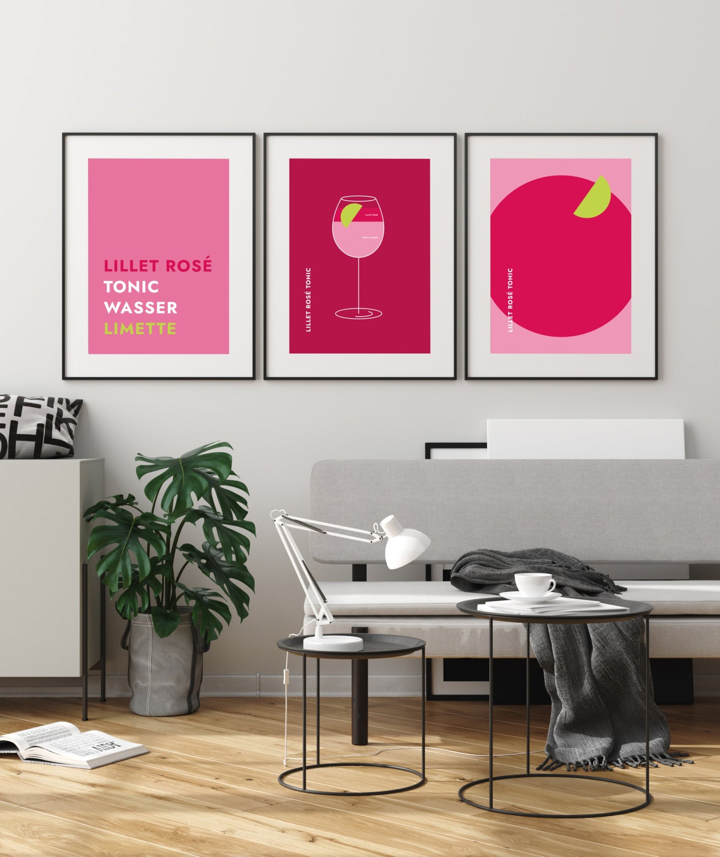 Poster Cocktail Lillet Rosé Tonic - Rund