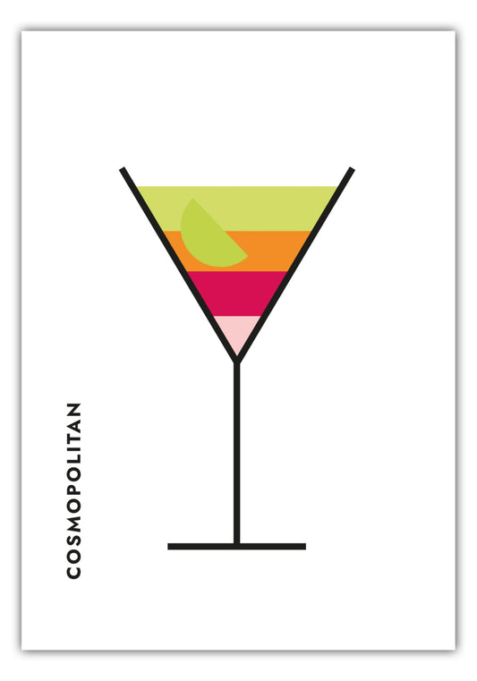 Poster Cosmopolitan im Glas (Bauhaus-Style)