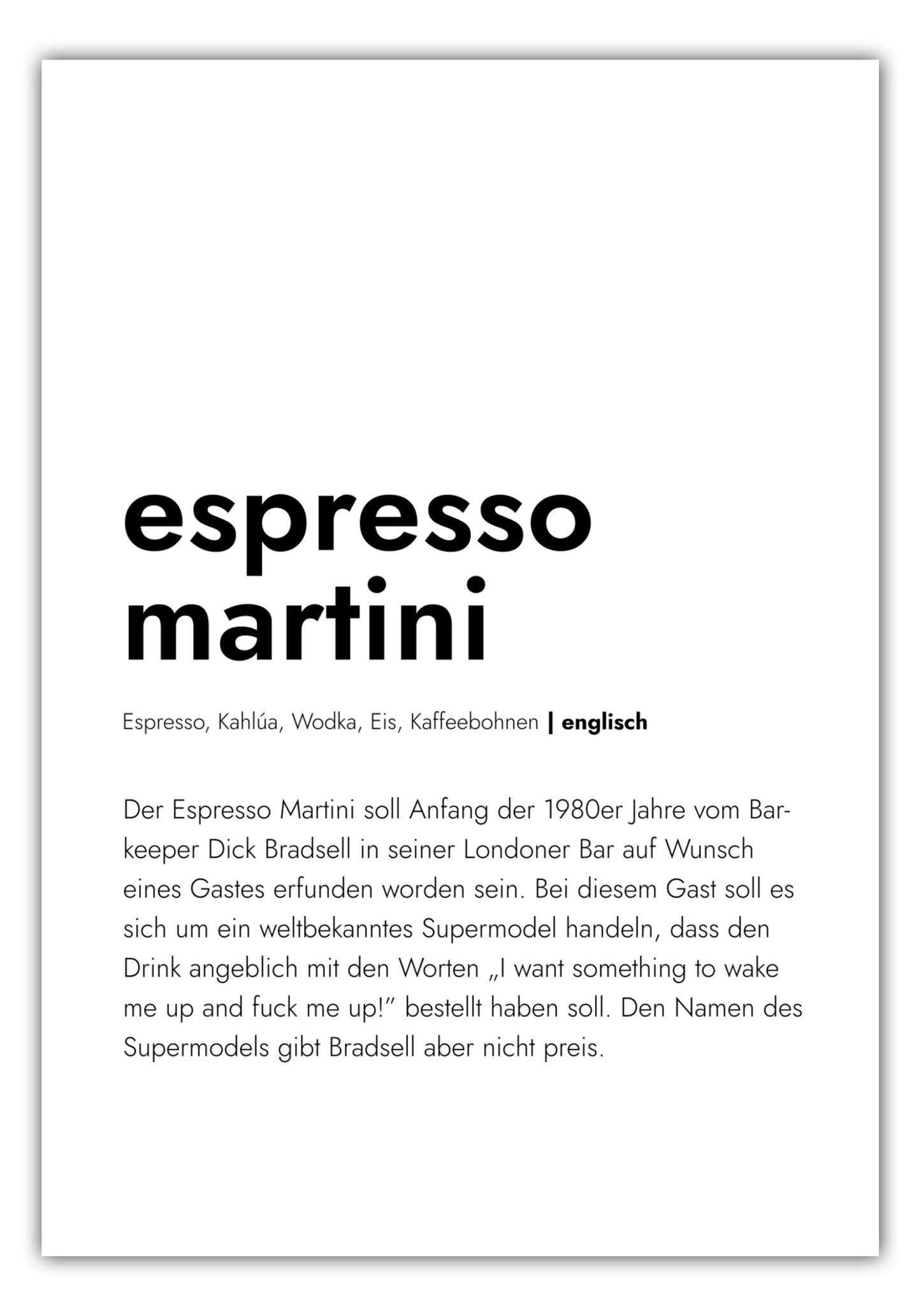 Poster Espresso Martini - Definition