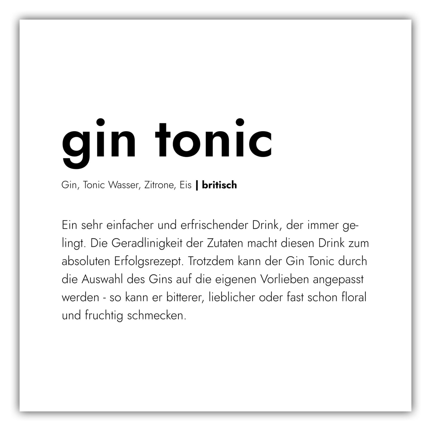 Poster Gin Tonic - Definition