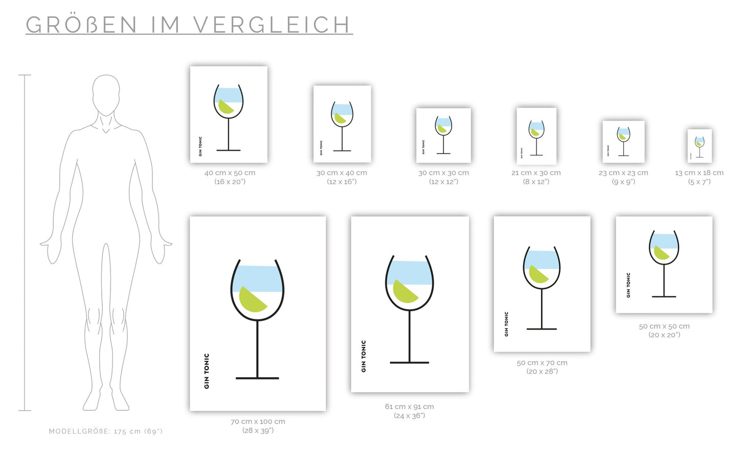Poster Gin Tonic Limette im Glas (Bauhaus-Style)