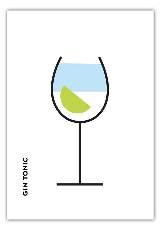 Poster Gin Tonic Limette im Glas (Bauhaus-Style)