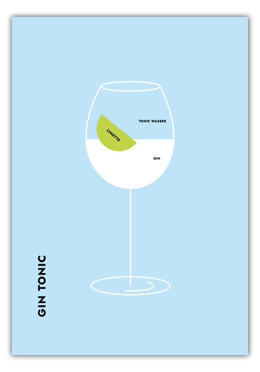 Poster Gin Tonic Limette im Glas