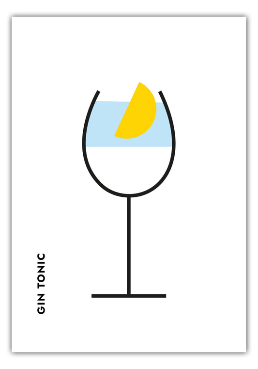 Poster Gin Tonic Zitrone im Glas (Bauhaus-Style)